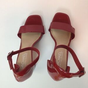 Michael By Michael Shannon Red Heels, Ankle Strap, Womens 8, Glossy Red Heels